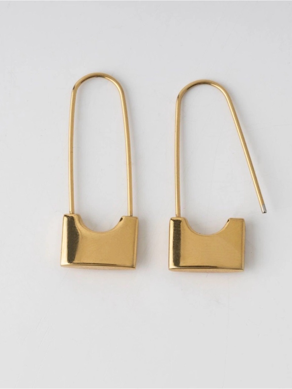 Romilly Safety Pin Earrings Gold Drop Lock Earrings